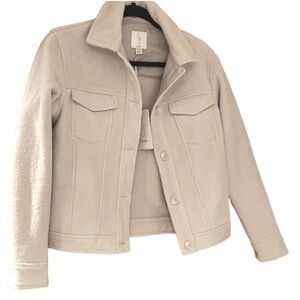 NWOT Joie (XS / 0) Felt Flannel Shirt Jacket / Shacket, Ecru Beige Cream Coat
